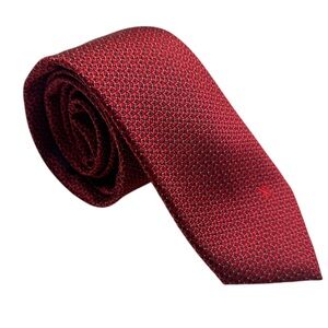 SOLD !!!!!!! Tie Men's 58" Red 100% Silk Logo Luxurious Design All Over Pattern